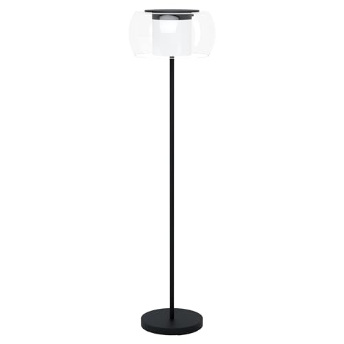 EGLO LED Stehlampe Briaglia-c, dimmbare Smart Home Standleuchte, Lampe Wohnzimmer aus schwarzem Metall, Glas Kugel mit satiniertem Zylinder, warmweiß-kaltweiß, RGB von EGLO