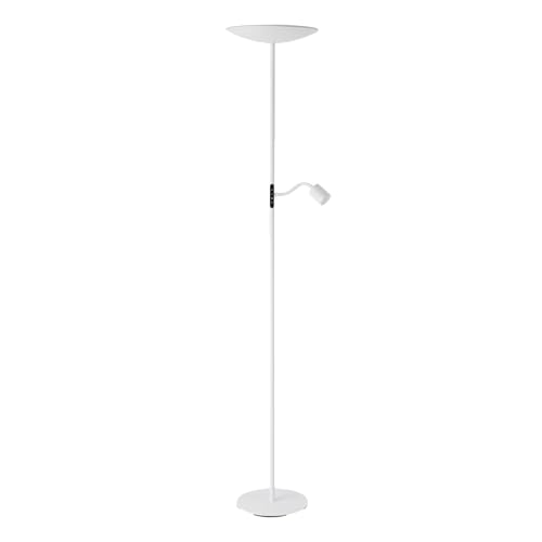 EGLO LED Stehlampe Conivarino, Lampe Wohnzimmer, Deckenfluter mit flexibler Leselampe, Standleuchte touch dimmbar, Stahl in Weiß, warmweiß, 170 cm von EGLO