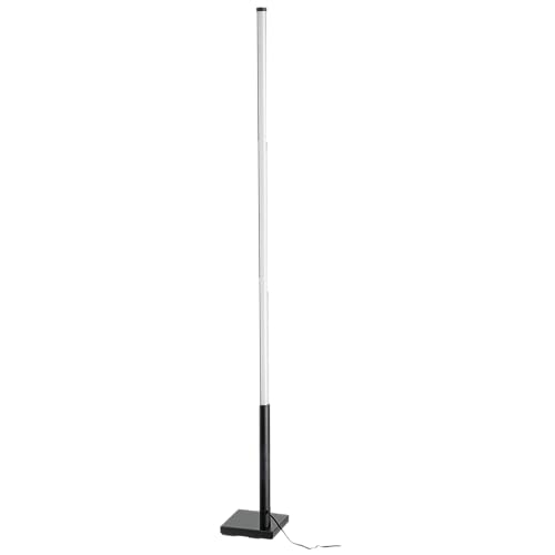 EGLO LED Stehlampe Wohnzimmer Picacha 1, minimalistische Eck Standleuchte, dimmbare Wohnzimmerlampe mit Fernbedienung, Metall in Schwarz und Kunststoff in Weiß, warmweiß-kaltweiß, H 150 cm von EGLO