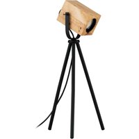 Led Tischlampe Ayles, Stativ Nachttischlampe, Dreibein Tischleuchte aus Holz in Natur und Metall in Schwarz, FSCM70HB, Deko Lampe inkl. von EGLO