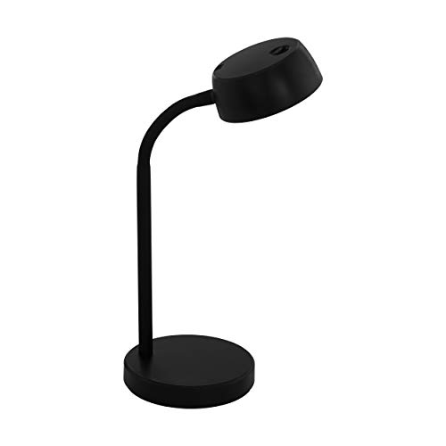 EGLO LED Tischlampe Cabales, 1 flammige Tischleuchte, Nachttischlampe aus Kunststoff, Wohnzimmerlampe in Schwarz, Lampe mit Wipp-Schalter, warmweiß von EGLO