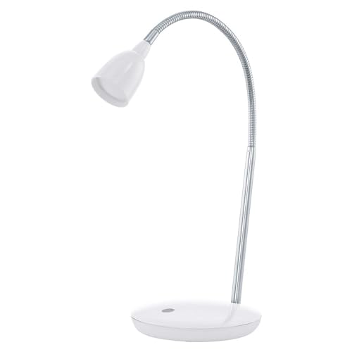 EGLO LED Tischlampe Durengo, 1 flammige Tischleuchte Modern, Klassisch, Schreibtischlampe aus hochwertigem Kunststoff und Stahl, Bürolampe in Weiß, Chrom von EGLO