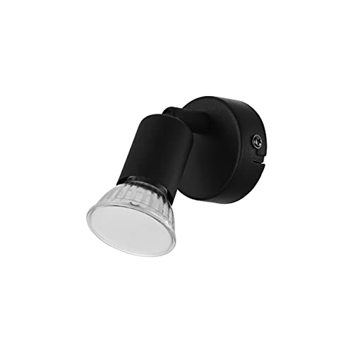 EGLO LED Wandlampe Buzz-LED, 1 flammige Deckenlampe, Wandleuchte innen aus Metall, Wohnzimmerlampe, Flurlampe in Schwarz, LED Spot mit GU10 Fassung von EGLO