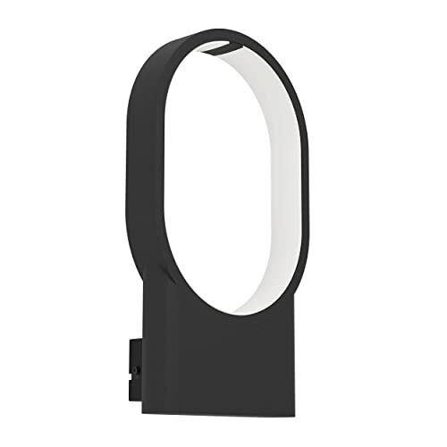 EGLO LED Wandlampe Codriales, ovale Wandleuchte innen, Wandleuchter minimalistisch, Flurlampe aus Aluminium in Schwarz und Kunststoff in weiß, Lampe Wand warmweiß von EGLO