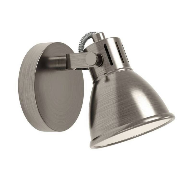 EGLO LED Wandleuchte SERAS Wandlampe, Deckenstrahler, Spot, Flurlampe, nickel-antik, creme, LED wechselbar, Warmweiß, Wohnzimmerlampe, Esszimmerlampe, schwenkbarer Spot, GU10, 17x10cm von EGLO