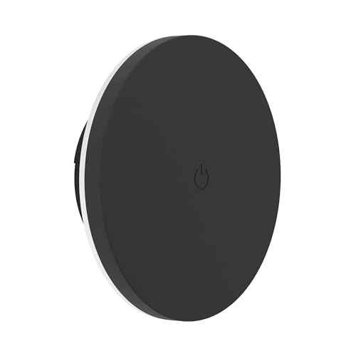 EGLO LED Wandleuchte Valgiano, Akku Wandlampe mit Magnethalterung, kabelloser Wandstrahler touch dimmbar, aufladbar per USB, rund, Kunststoff in schwarz, warmweiß - kaltweiß, IP44, Ø 15 cm von EGLO