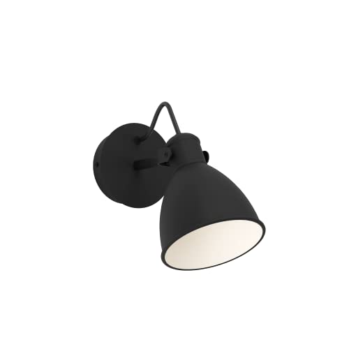 EGLO LED Wandleuchte innen San Peri 1, Wandlampe Industrial mit beweglichem Spot, Wandstrahler aus Metall in Schwarz und Weiß, Flur und Wohnzimmer Lampe, inkl. GU10-Leuchtmittel warmweiß von EGLO