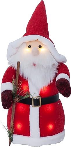 EGLO LED Weihnachtsdeko, Leuchtfigur Weihnachtsmann aus Stoff mit Kunststoffkörper in rot und weiß, batteriebetriebene Figur Weihnachten, warmweiß von EGLO