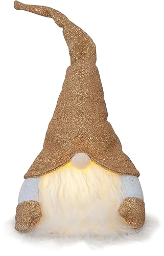 EGLO LED Weihnachtswichtel Joylight, Wichtel Figur, Weihnachtsdeko aus Stoff mit Kunststoffkörper in Gold und weiß, batteriebetriebene Leuchtfigur, Tischdeko Weihnachten, warmweiß von EGLO