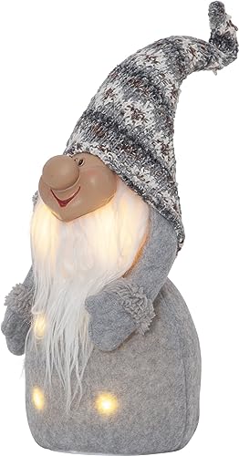 EGLO LED Weihnachtswichtel Joylight, Leuchtfigur Wichtel aus Stoff mit Kunststoffkörper in Grau und Weiß, batteriebetriebene Weihnachtsdeko, Deko Figur Weihnachten Wohnzimmer, warmweiß von EGLO