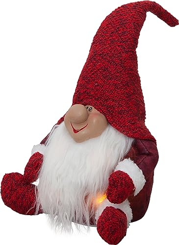 EGLO LED Weihnachtswichtel Joylight, Wichtel Figur, Weihnachtsdeko aus Stoff mit Kunststoffkörper in Rot und Weiß, batteriebetriebene Leuchtfigur, Tischdeko Weihnachten, warmweiß, 34 cm von EGLO