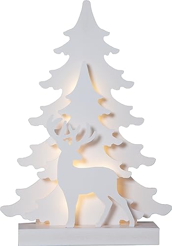 EGLO LED Weihnachtsdeko, Weihnachts-Silhouette Wald aus Holz mit Hirsch, Winterlandschaft mit Timer und batteriebetriebener Beleuchtung, warmweiß von EGLO