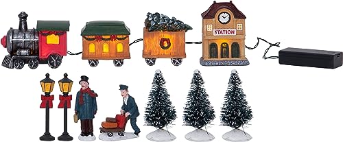 EGLO LED Weihnachtsdeko für Innen, Deko-Weihnachtsdorf beleuchtet mit Eisenbahn, Winterlandschaft mit batteriebetriebener Beleuchtung, Fensterdeko Weihnachten, warmweiß von EGLO
