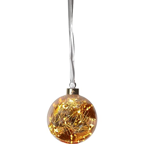 EGLO LED Weihnachtskugel für Innen, beleuchtete Glaskugel zum Aufhängen, Leuchtkugel Amber zum Hängen, Deko Wohnzimmer, warmweiß, Strom-Betrieb, 3m Kabellänge, Ø 10 cm von EGLO