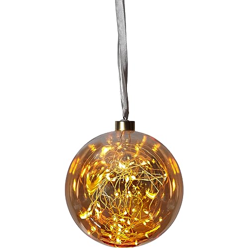 EGLO LED Weihnachtskugel für Innen, beleuchtete Glaskugel zum Aufhängen, Leuchtkugel Amber zum Hängen, Deko Wohnzimmer, warmweiß, Strom-Betrieb, 3m Kabellänge, Ø 15 cm von EGLO