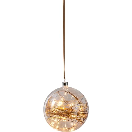 EGLO LED-Weihnachtskugel für Innen, beleuchtete Glaskugel zum Aufhängen Ø 20 cm, Leuchtkugel zum Hängen, extra-warmweiß, Strom-Betrieb von EGLO