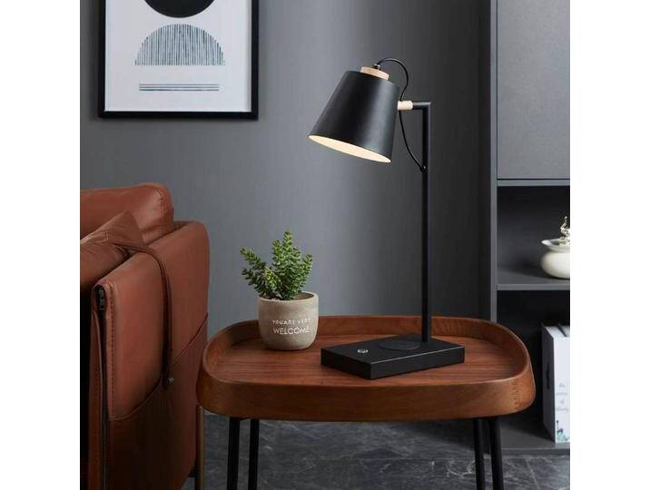 EGLO Schreibtischlampe Lacey-QI, dimmbar, schwarz, für Arbeitszimmer / Büro, Metall, Modern, Tischlampe von EGLO