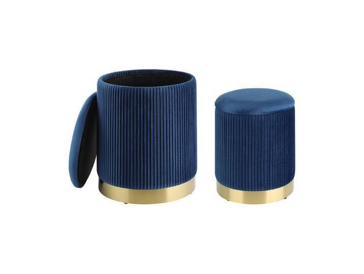 EGLO Living Hocker Mashike, Beistellhocker, Pouf aus Samt in Blau und Metall in Gold, Hocker Ø36cm EGLO Living Hocker Mashike, Beistellhocker, Pouf aus Samt in Blau und Metall in Gold, Hocker Ø36cm von EGLO