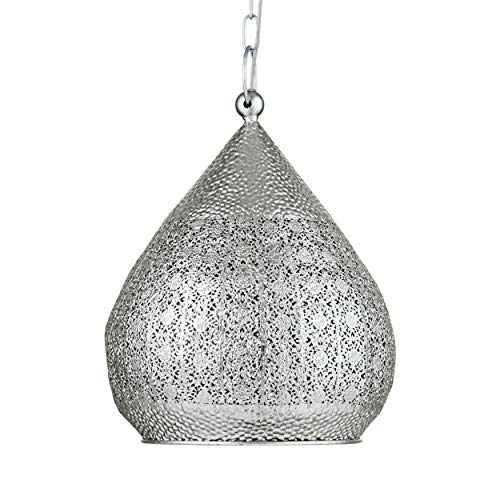 EGLO Pendelleuchte Melilla, 1 flammige Hängelampe Vintage, Orientalisch, Marokkanisch, Hängeleuchte aus Stahl in Silber, Esstischlampe, Wohnzimmerlampe hängend mit E27 Fassung, Ø 33 cm von EGLO