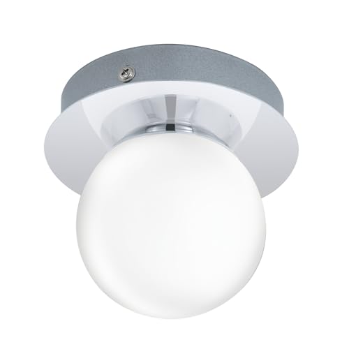 EGLO LED Deckenleuchte Mosiano, Wandlampe Bad, Badezimmer Lampe aus Edelstahl in Chrom und opal-mattem Glas in Weiß, LED Feuchtraumleuchte warmweiß, IP44, D 11 cm EGLO LED Deckenleuchte Mosiano, Wandlampe Bad, Badezimmer Lampe aus Edelstahl in Chrom und opal-mattem Glas in Weiß, LED Feuchtraumleuchte warmweiß, IP44, D 11 cm von EGLO