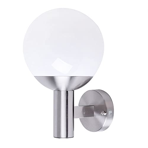 EGLO connect Außen-Wandlampe Nisia-C, Smart Home Außenleuchte, Wandleuchte aus Edelstahl und Glas, Farbe: Silber, weiß, warmweiß, dimmbar, IP44 von EGLO