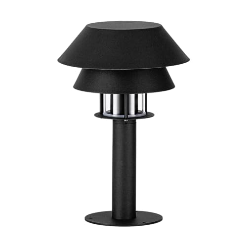 EGLO Outdoor Sockelleuchte Chiappera, Außenlampe für Garten, Außenleuchte stehend, Pollerleuchte aus Metall in Schwarz und Glas in Transparent, Lampe außen mit E27 Fassung, IP65 von EGLO