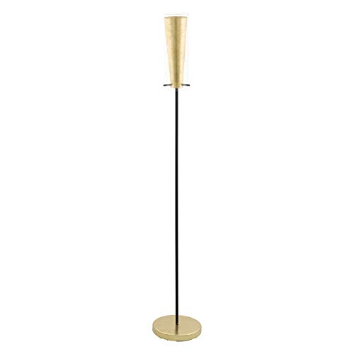 EGLO Stehlampe Pinto Gold, 1 flammige Standleuchte, Standlampe aus Stahl, Farbe: Schwarz, gold, Glas: klar, gold, Fassung: E27, inkl. Trittschalter von EGLO