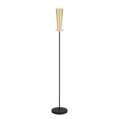 EGLO Stehlampe Pinto Gold, 1 flammige Standleuchte, Standlampe aus Stahl, Farbe: Schwarz, gold, Glas: klar, gold, Fassung: E27, inkl. Trittschalter EGLO Stehlampe Pinto Gold, 1 flammige Standleuchte, Standlampe aus Stahl, Farbe: Schwarz, gold, Glas: klar, gold, Fassung: E27, inkl. Trittschalter von EGLO