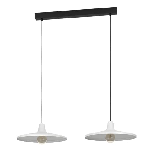EGLO Pendellampe Miniere, Pendelleuchte über Esstisch, 2-flammige Hängeleuchte aus Metall in Grau, Hängelampe mit E27 Fassung, 100 cm von EGLO