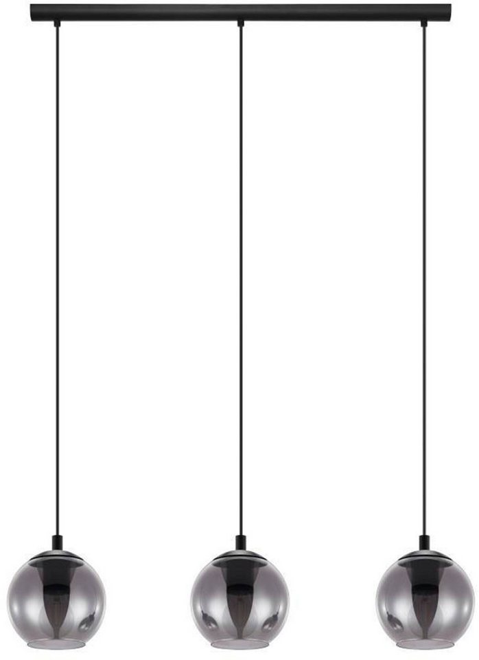EGLO Pendelleuchte ARISCANI, Dimmfunktion, ohne Leuchtmittel, Lampe für Esstisch, Hängeleuchte, Rauchglas schwarz transparent, E27 von EGLO