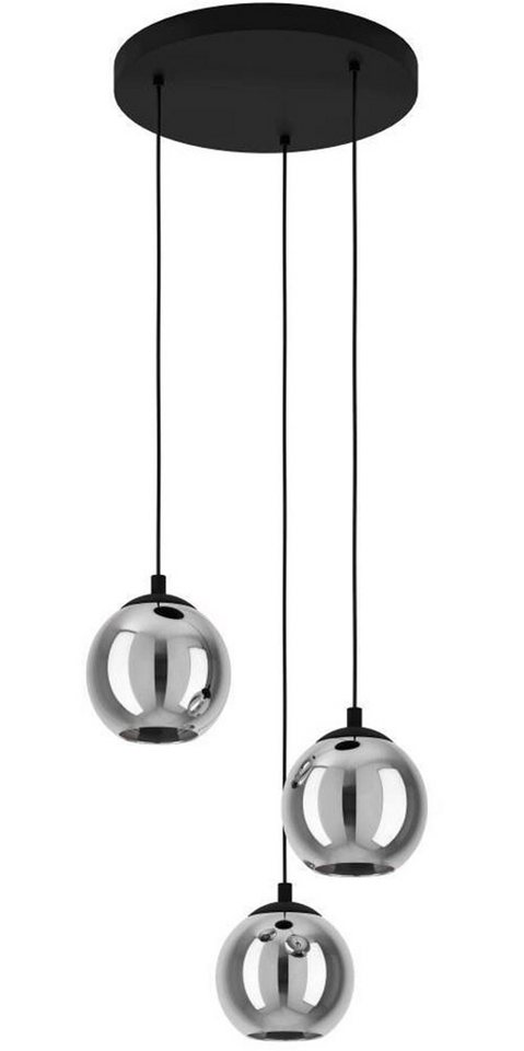 EGLO Pendelleuchte ARISCANI, ohne Leuchtmittel, Lampe für Esstisch, Hängeleuchte, Rauchglas schwarz transparent, E27 von EGLO