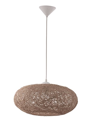 EGLO Pendelleuchte Campilo, 1 flammige Hängelampe, Hängeleuchte aus Textil-Faden und Kunststoff, Esstischlampe in Beige, Weiß, Wohnzimmerlampe hängend mit E27 Fassung, Ø 45 cm von EGLO