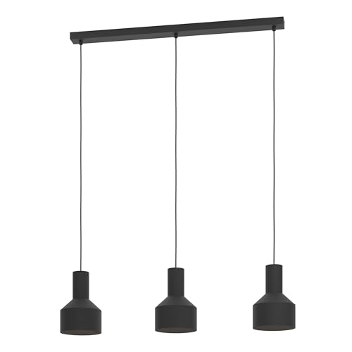 EGLO Pendelleuchte Casibare, 3 flammige Hängelampe Industrial, monochrom, Hängeleuchte aus Metall in Schwarz, Esstischlampe, Wohnzimmerlampe hängend mit E27 Fassung EGLO Pendelleuchte Casibare, 3 flammige Hängelampe Industrial, monochrom, Hängeleuchte aus Metall in Schwarz, Esstischlampe, Wohnzimmerlampe hängend mit E27 Fassung von EGLO