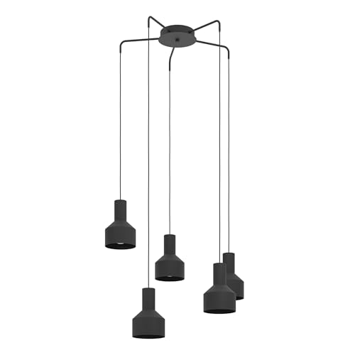 EGLO Pendelleuchte Casibare, 5 flammige Hängelampe industrial, monochrom, Hängeleuchte aus Metall in Schwarz, Esstischlampe, Wohnzimmerlampe hängend mit E27 Fassung EGLO Pendelleuchte Casibare, 5 flammige Hängelampe industrial, monochrom, Hängeleuchte aus Metall in Schwarz, Esstischlampe, Wohnzimmerlampe hängend mit E27 Fassung von EGLO