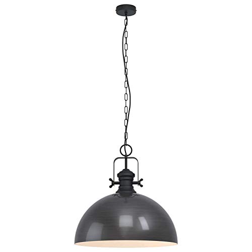 EGLO Pendelleuchte Combwich, 1 flammige Hängelampe Industrial, Vintage, Retro, Hängeleuchte aus Stahl in Schwarz, Creme, Esstischlampe, Wohnzimmerlampe hängend mit E27 Fassung, Ø 53 cm von EGLO