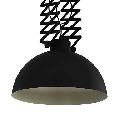 EGLO Pendelleuchte Donington, 1 flammige Deckenlampe Vintage, Industrial, Retro, Hängeleuchte aus Stahl in Schwarz, Creme, Wohnzimmerlampe, Deckenleuchte mit E27 Fassung, höhenverstellbar von EGLO