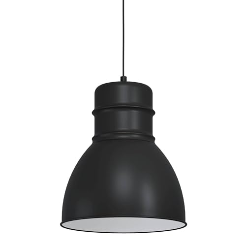 EGLO Pendelleuchte Ebury, 1 flammige Hängelampe industrial, skandi, Hängeleuchte aus Metall in Schwarz, Weiß, Esstischlampe, Wohnzimmerlampe hängend mit E27 Fassung von EGLO