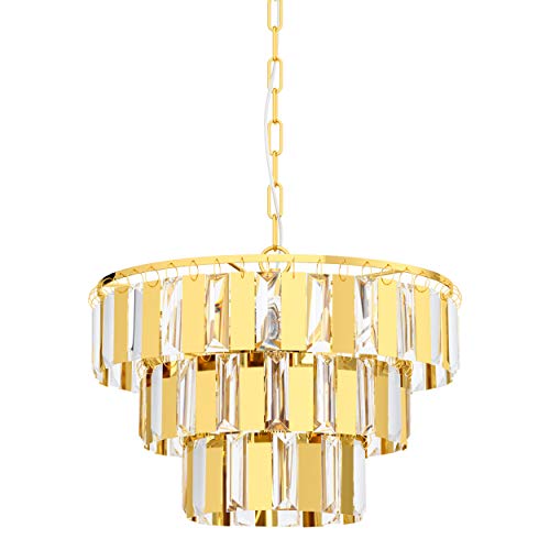 EGLO Pendelleuchte Erseka, 5 flammige Hängelampe Modern, Elegant, Hängeleuchte aus Stahl in Messing und Kristall in Klar, Esstischlampe, Wohnzimmerlampe hängend mit E14 Fassung, Ø 38,5 cm von EGLO