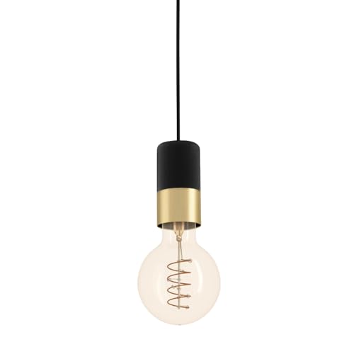 EGLO Pendelleuchte Esstisch Calari, Vintage Hängelampe für Wohnzimmer und Esszimmer, Esszimmerlampe aus Metall in schwarz und Messing, Lampe hängend mit E27 Fassung EGLO Pendelleuchte Esstisch Calari, Vintage Hängelampe für Wohnzimmer und Esszimmer, Esszimmerlampe aus Metall in schwarz und Messing, Lampe hängend mit E27 Fassung von EGLO