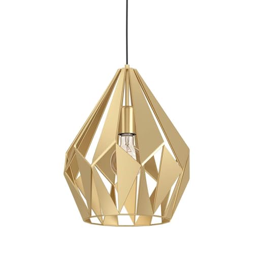 EGLO Pendelleuchte Esstisch Carlton, Vintage Hängelampe für Wohnzimmer und Esszimmer, Esszimmerlampe aus Metall in gold, Lampe hängend mit E27 Fassung, Ø 31 cm EGLO Pendelleuchte Esstisch Carlton, Vintage Hängelampe für Wohnzimmer und Esszimmer, Esszimmerlampe aus Metall in gold, Lampe hängend mit E27 Fassung, Ø 31 cm von EGLO