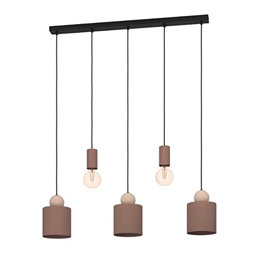 EGLO Pendelleuchte Esstisch Gazzola, 5-flammige Hängelampe für Wohnzimmer und Esszimmer, Esszimmerlampe aus Metall in Mokka und Sand, Lampe hängend mit E27 Fassung EGLO Pendelleuchte Esstisch Gazzola, 5-flammige Hängelampe für Wohnzimmer und Esszimmer, Esszimmerlampe aus Metall in Mokka und Sand, Lampe hängend mit E27 Fassung von EGLO