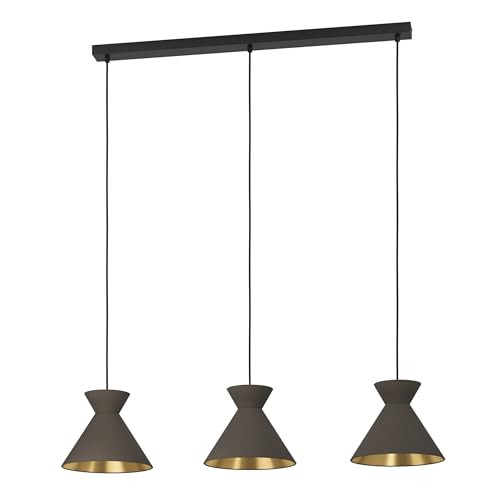EGLO Pendelleuchte Esstisch Nastasia, 3-flammig Hängelampe für Wohnzimmer und Esszimmer, Esszimmerlampe aus Metall in Cappucchino und Messing, Lampe hängend mit E27 Fassung von EGLO