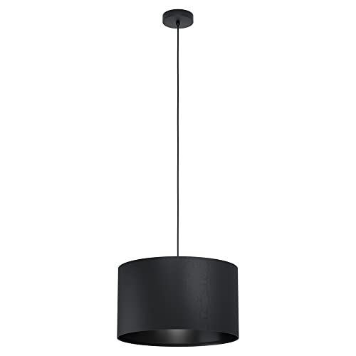 EGLO Pendelleuchte Maserlo 1, 1 flammige Hängelampe Vintage, Hängeleuchte aus Stahl und Textil in Schwarz, Esstischlampe, Wohnzimmerlampe hängend mit E27 Fassung, Ø 38 cm EGLO Pendelleuchte Maserlo 1, 1 flammige Hängelampe Vintage, Hängeleuchte aus Stahl und Textil in Schwarz, Esstischlampe, Wohnzimmerlampe hängend mit E27 Fassung, Ø 38 cm von EGLO