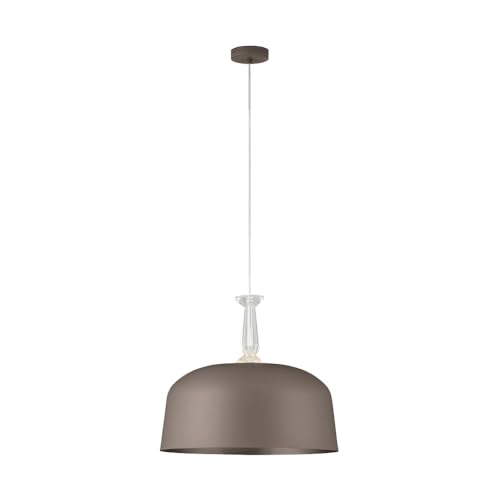 EGLO Pendelleuchte Monte Fuerte, edle Design Hängelampe für Wohnzimmer und Esstisch, Esszimmerlampe aus Metall in Taupe-Matt und transparentem Glas-Kristall, E27 Fassung, ∅ 48 cm von EGLO