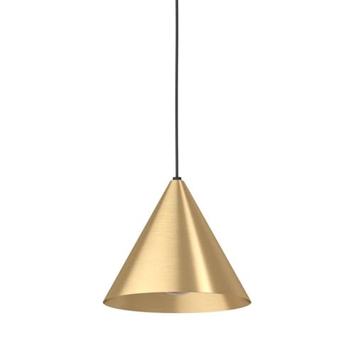 EGLO Pendelleuchte Narices, 1 flammige Hängelampe, minimalistisch, Hängeleuchte aus Metall in Messing-Gebürstet, Gold, Schwarz, Esstischlampe, Wohnzimmerlampe hängend mit E27 Fassung von EGLO