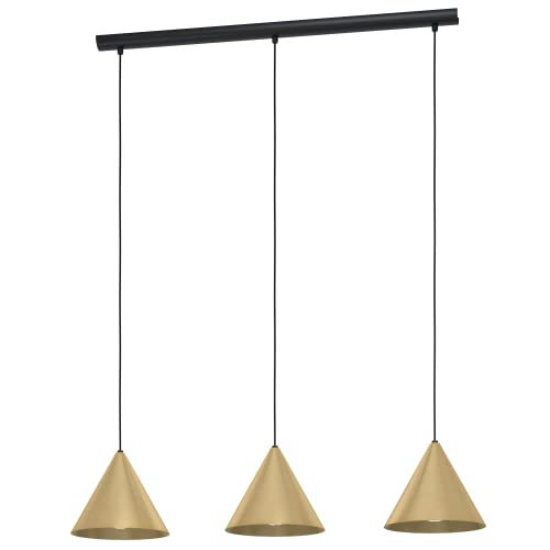 EGLO Pendelleuchte Narices, 3 flammige Hängelampe, minimalistisch, Hängeleuchte aus Metall in Messing-Gebürstet, Gold, Schwarz, Esstischlampe, Wohnzimmerlampe hängend mit E27 Fassung EGLO Pendelleuchte Narices, 3 flammige Hängelampe, minimalistisch, Hängeleuchte aus Metall in Messing-Gebürstet, Gold, Schwarz, Esstischlampe, Wohnzimmerlampe hängend mit E27 Fassung von EGLO