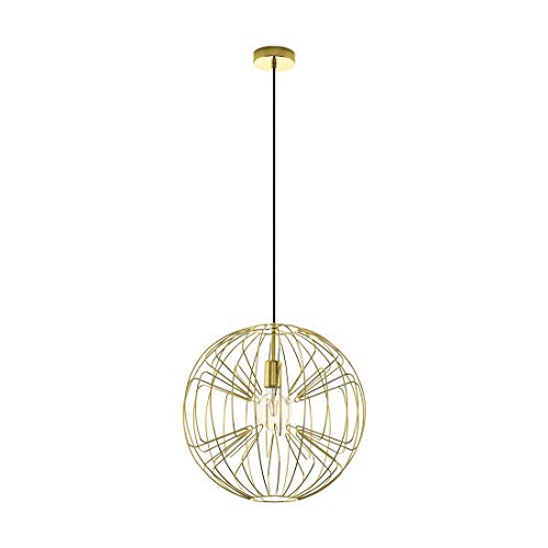 EGLO Pendelleuchte Okinzuri, 1 flammige Hängelampe Vintage, Hängeleuchte aus Stahl in Messing, Esstischlampe, Wohnzimmerlampe hängend mit E27 Fassung von EGLO