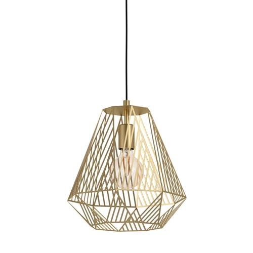 EGLO Pendelleuchte Stype, 1 flammige Hängelampe, Hängeleuchte aus Metall in Messing-Gebürstet, Esstischlampe, Wohnzimmerlampe hängend mit E27 Fassung EGLO Pendelleuchte Stype, 1 flammige Hängelampe, Hängeleuchte aus Metall in Messing-Gebürstet, Esstischlampe, Wohnzimmerlampe hängend mit E27 Fassung von EGLO