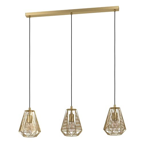 EGLO Pendelleuchte Stype, 3 flammige Hängelampe, Hängeleuchte aus Metall in Messing-Gebürstet, Esstischlampe, Wohnzimmerlampe hängend mit E27 Fassung EGLO Pendelleuchte Stype, 3 flammige Hängelampe, Hängeleuchte aus Metall in Messing-Gebürstet, Esstischlampe, Wohnzimmerlampe hängend mit E27 Fassung von EGLO