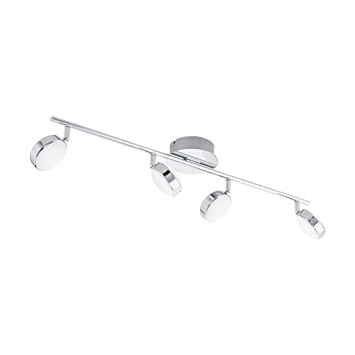 EGLO LED Deckenlampe Salto, 4 flammige Deckenleuchte, Deckenstrahler aus Metall und Kunststoff, Wohnzimmerlampe in Chrom, LED Flurlampe warmweiß von EGLO